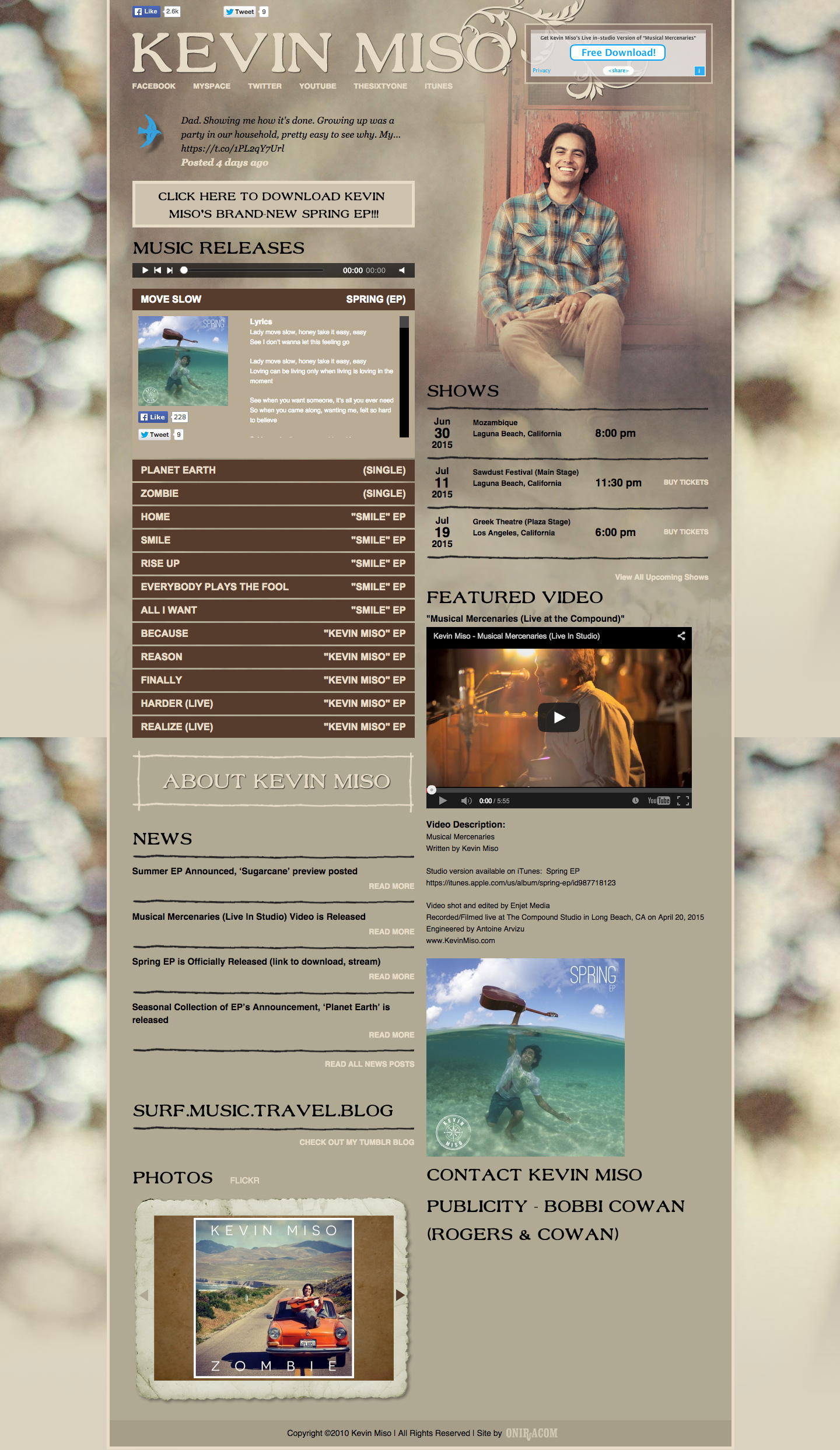 Kevin Miso website built by Aquatic in San Francisco